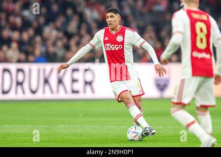 AMSTERDAM, NIEDERLANDE - FEBRUAR 12: Edson Alvarez von Ajax während des niederländischen Eredivisie-Spiels zwischen Ajax und RKC Waalwijk in der Johan Cruyff Arena am 12. Februar 2023 in Amsterdam, Niederlande (Foto von Peter Lous/Orange Pictures) Guthaben: Orange Pics BV/Alamy Live News Stockfoto