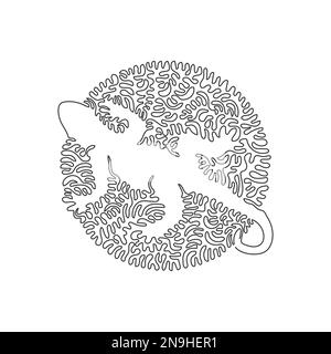 Durchgehende Kurve eine Strichzeichnung einer schönen Eidechse abstrakte Kunst. Einzeilige editierbare Strichvektordarstellung von Eidechsen-Quadrupedal Stock Vektor