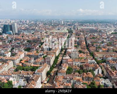 Blick auf die Innenstadt der Hauptstadt Sofia, Bulgarien. Stockfoto