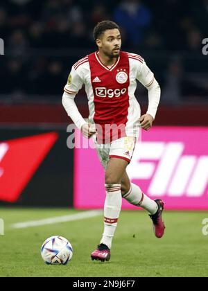 AMSTERDAM - Devyne Rensch von Ajax während des niederländischen Premier-League-Spiels zwischen Ajax Amsterdam und RKC Waalwijk in der Johan Cruijff Arena am 12. Februar 2023 in Amsterdam, Niederlande. ANP MAURICE VAN STONE Stockfoto