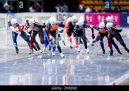 TOMASZOW MAZOWIECKI, POLEN – FEBRUAR 12: Elisa Dul der Niederlande tritt am 12. Februar 2023 in Tomaszow Mazowiecki, Polen, beim ISU Speed Skating World Cup 5 am Frauenmesse-Finale an (Foto von Andre Weening/Orange Pictures) Stockfoto