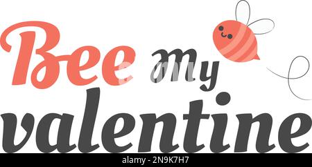 "Sei mein Valentinstag" -Karte. Valentinstagskarte mit süßer fliegender Biene. Stock Vektor