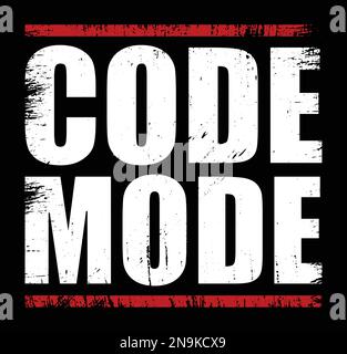 CODE-MODUS. Programmer Developer T-Shirt Design mit Grunge-Effekt. Stock Vektor