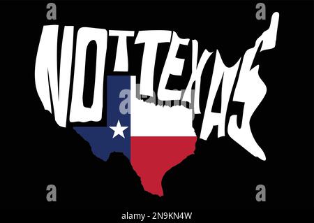 Texanisches Typografie-T-Shirt-Design. Flaggenkarte von Texas auf der Karte der USA. Stock Vektor