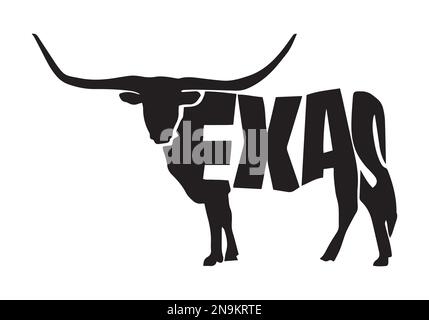 Texas mit Longhorn-Vektor Stock Vektor