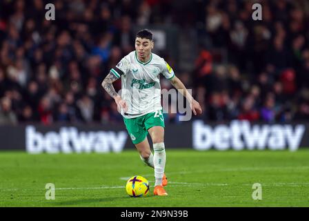 Miguel Almiron von Newcastle United in Aktion während des Premier League-Spiels im Vitality Stadium in Bournemouth. Foto: Samstag, 11. Februar 2023. Stockfoto