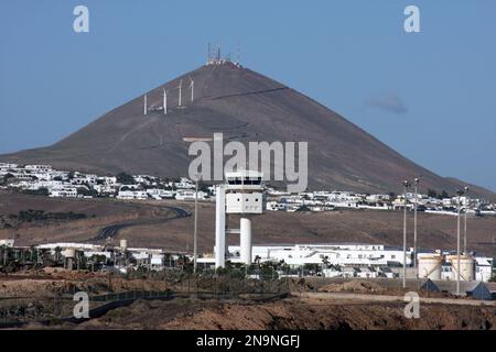 Blick auf den Flughafen Lanzarote Arrecife Kanarische Inseln Stockfoto