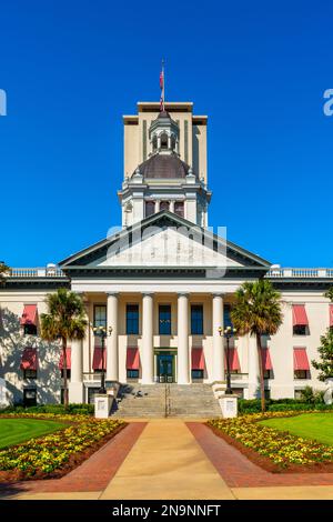 Das alte und neue Florida State Capitol im Zentrum von Tallahassee, Florida, USA. Tallahassee wurde 1824 die Hauptstadt Floridas. Stockfoto