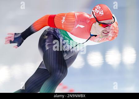 TOMASZOW MAZOWIECKI, POLEN - FEBRUAR 12: Botond Bejczi aus Ungarn tritt bei der ISU Speed Skating World Cup 5 am 12. Februar 2023 in Tomaszow Mazowiecki, Polen, an der B-Gruppe der Männer 1000m Teil (Foto: Andre Weening/Orange Pictures) Stockfoto