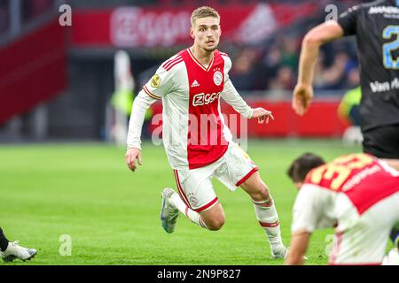 AMSTERDAM, NIEDERLANDE - FEBRUAR 12: Kenneth Taylor von Ajax während des niederländischen Eredivisie-Spiels zwischen Ajax und RKC Waalwijk in der Johan Cruyff Arena am 12. Februar 2023 in Amsterdam, Niederlande (Foto von Peter Lous/Orange Pictures) Guthaben: Orange Pics BV/Alamy Live News Stockfoto