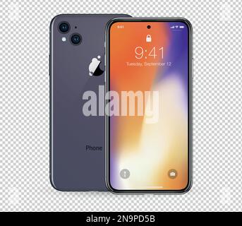 Smartphone-Rahmen mit farbiger Bildschirmsperre. Neue 3D-Smartphone-Vorlage für Infografiken, Präsentationen oder Benutzeroberfläche. vektordarstellung Stock Vektor