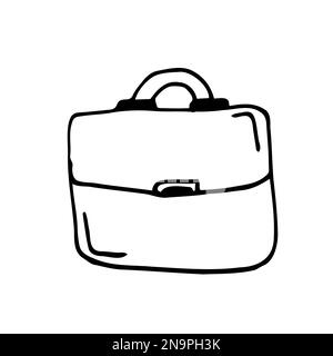 Aktenmappe in doodle Skizze Linien. Office Business Equipment Reise treffen Stock Vektor
