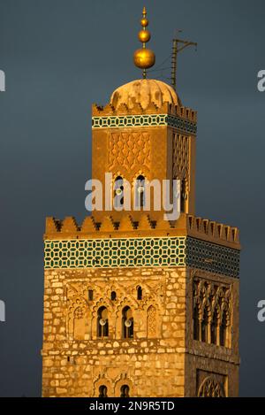 Minarett der Koutoubia-Moschee, Marrakesch, Marokko; Marrakesch, Marokko Stockfoto