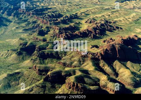 Aus der Vogelperspektive über den Purnululu National Park in der Kimberley Region in Western Australia Stockfoto