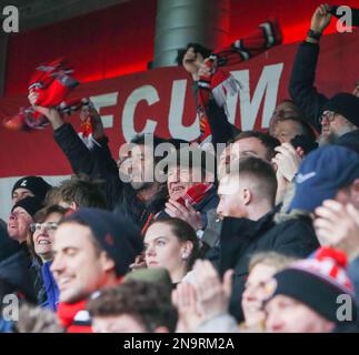 FC United of Manchester gegen Warrington Town Stockfoto