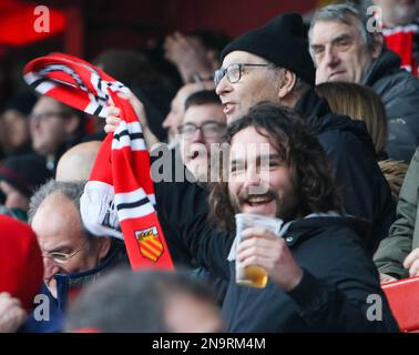 FC United of Manchester gegen Warrington Town Stockfoto