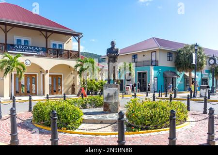 Cyril. B. Romney Statue, Tortola Pier Park, Road Town, Tortola, Britische Jungferninseln (BVI), kleine Antillen, Karibik Stockfoto