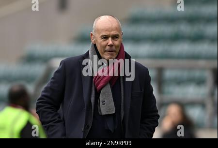 Twickenham, Vereinigtes Königreich. 12. Februar 2023. England gegen Italien, Guinness 6 Nationen. Twickenham-Stadion. Twickenham. Der ehemalige englische Cheftrainer Sir Clive Woodward vor dem Rugby-Spiel England gegen Italien in Runde 2 der Guinness 6 Nations. Kredit: Sport In Pictures/Alamy Live News Stockfoto