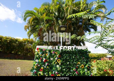 Francois, Martinique- 22. Dezember 2022 : Habitation Belfort ist eine wunderschöne Bananenplantage nur wenige Kilometer außerhalb von Fort de France, The Stockfoto