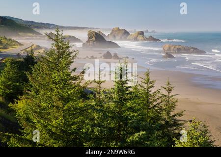 Das Morgenlicht verleiht Cape Sebastian an der South Oregon Coast, Oregon, USA, Schönheit Stockfoto