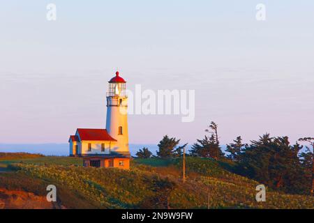 Sonnenaufgang am Cape Blanco Light im Cape Blanco State Park an der Küste Oregons; Oregon, Vereinigte Staaten von Amerika Stockfoto