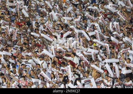 Sao Paulo, Brasilien. 12. Februar 2023. SP - Sao Paulo - 02/12/2023 - PAULISTA 2023, SAO PAULO X SANTOS - Sao Paulo Fans während eines Spiels gegen Santos im Morumbi Stadion für die Paulista Meisterschaft 2023. Foto: Marcello Zambrana/AGIF/Sipa USA Kredit: SIPA USA/Alamy Live News Stockfoto