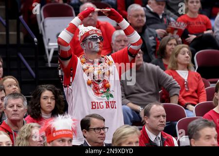 Columbus, Ohio, USA. 12. Februar 2023. Big Nut, Fan von Ohio State Buckeyes, war beim Spiel zwischen den Michigan State Spartans und den Ohio State Buckeyes in der Value City Arena in Columbus, Ohio, zugegen. (Kreditbild: © Scott Stuart/ZUMA Press Wire) NUR REDAKTIONELLE VERWENDUNG! Nicht für den kommerziellen GEBRAUCH! Stockfoto