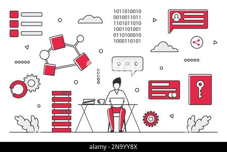 Optimierung von Arbeitsaufgaben. Effektives Aufgabenmanagement, Leistungskennzahlen einfarbige Vektordarstellung Stock Vektor