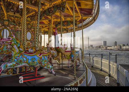 Brighton Pier Merry-Go-Round; Brighton, England Stockfoto