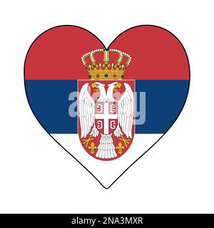 Serbien: Herzform-Flagge. Ich Liebe Serbien. Besuchen Sie Serbien. Südeuropa. Europa. Europäische Union. Grafische Konstruktion Von Vektordarstellungen. Stock Vektor