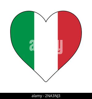 Italienische Herzform-Flagge. Ich Liebe Italien. Besuchen Sie Italien. Südeuropa. Europa. Europäische Union. Grafische Konstruktion Von Vektordarstellungen. Stock Vektor