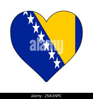 Bosnisch-herzförmige Flagge. Ich liebe Bosnien und Herzegowina. Besuchen Sie Bosnien und Herzegowina. Südeuropa. Europa. Europäische Union. Vektor Il Stock Vektor