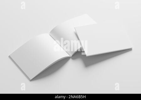 US Letter Landscape Magazine 3D Rendering White Blank Mockup Stockfoto