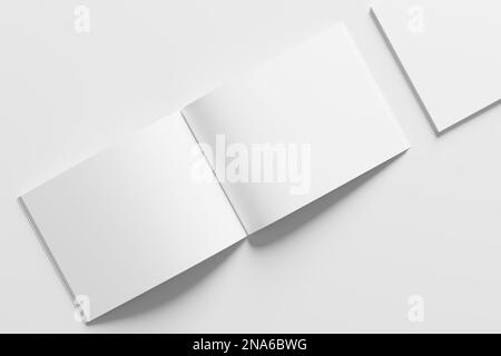 US Letter Landscape Magazine 3D Rendering White Blank Mockup Stockfoto