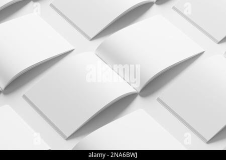 US Letter Landscape Magazine 3D Rendering White Blank Mockup Stockfoto