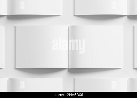 US Letter Landscape Magazine 3D Rendering White Blank Mockup Stockfoto