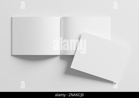 US Letter Landscape Magazine 3D Rendering White Blank Mockup Stockfoto