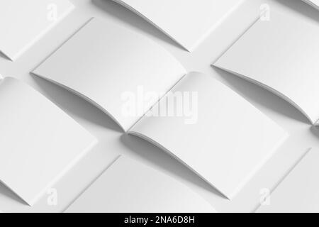 US Letter Landscape Magazine 3D Rendering White Blank Mockup Stockfoto