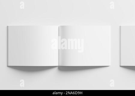 US Letter Landscape Magazine 3D Rendering White Blank Mockup Stockfoto