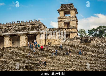 Kreuzentempel Ruinen der Maya-Stadt Palenque; Chiapas, Mexiko Stockfoto