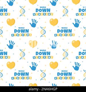 World Down Syndrome Day Seamless Pattern Design in Template handgezeichnete Cartoon Flat Illustration Stock Vektor