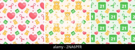 World Down Syndrome Day Seamless Pattern Design in Template handgezeichnete Cartoon Flat Illustration Stock Vektor