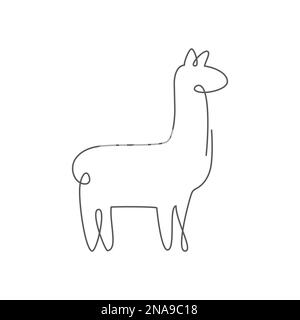 Lama eine Linie auf weißem Hintergrund Stock Vektor