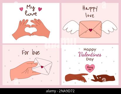 Set mit Valentinstagskarten. Vektordarstellung Stock Vektor