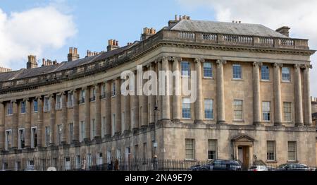 Townhouses of the Royal Crescent in Bath, England; Bath, Somerset, England Stockfoto