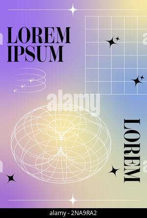 Modernes Poster mit verschwommenem Farbverlauf im trendigen 90s-, 00s-Psychedelic-Stil mit geometrischen Formen. Y2K-Ästhetik. Postervorlage für Beiträge in sozialen Medien Stock Vektor