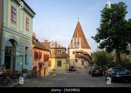 Giebeldach in der Zitadelle der Altstadt von Sighisoara, Transsilvanien, Rumänien; Sighisoara, Transsilvanien, Rumänien Stockfoto
