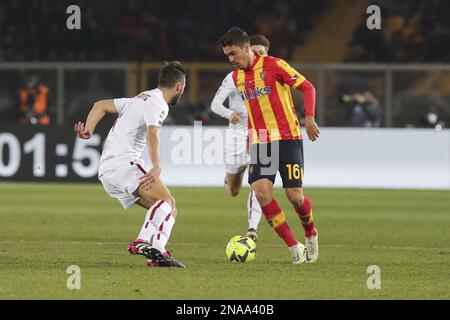 Lecce, Italien. 11. Februar 2023. Joan Gonzalez (Lecce) in Aktion während des Spiels US Lecce vs AS Roma, italienischer Fußball Serie A in Lecce, Italien, Februar 11 2023 Kredit: Independent Photo Agency/Alamy Live News Stockfoto