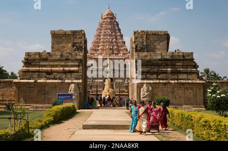 Gangaikondacholapuram, Tempel im dravidischen Stil der Chola-Ära; Tamil Nadu, Indien Stockfoto