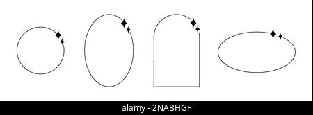 Ästhetischer, abgerundeter Rahmen aus Monolin für Einladungen, luxuriöses Design. Abstrakte geometrische, trendige Rahmen mit dünnen Linien Stock Vektor